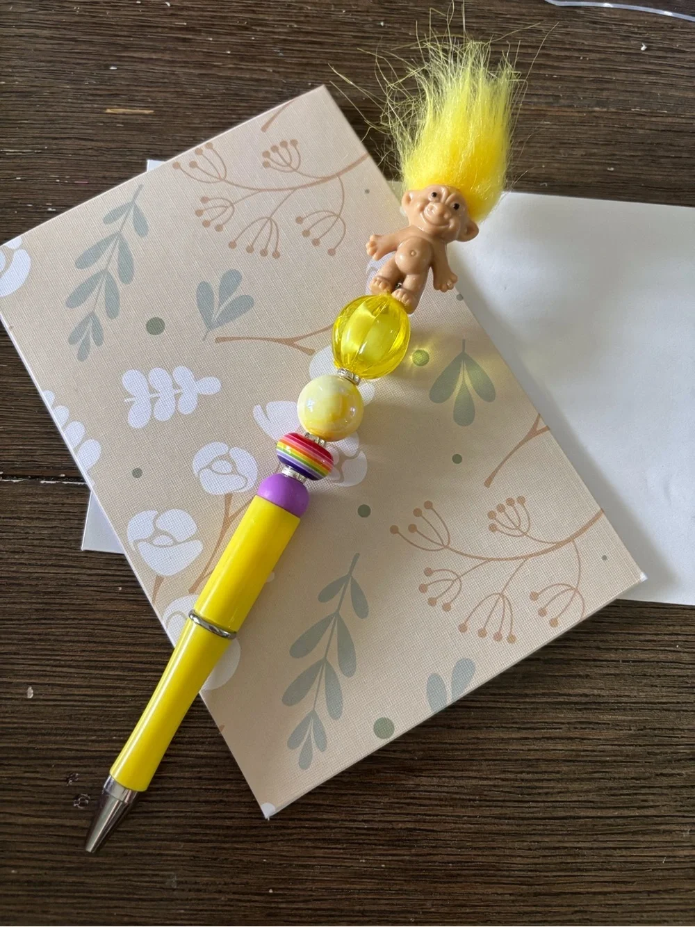Yellow Troll Doll handmade beaded Pen